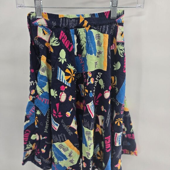 Modcloth Navy Just This Sway Travel Linen Blend Side Zipper Lined Skirt XXS - Picture 2 of 9